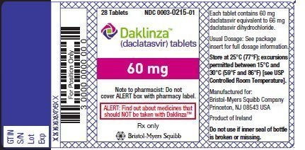 Daklinza 60mg 28 Tablets Bottle Label