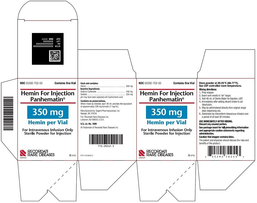 Hemin For Injection Panhematin 350 mg Hemin per Vial carton label