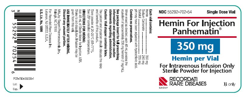 ction Panhematin 350 mg Hemin per Vial vial label