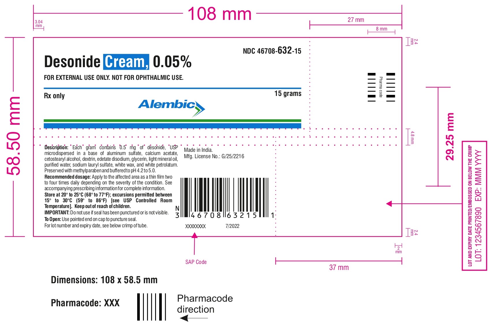15 g tube label
