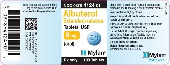 Albuterol Extended-Release Tablets 8 mg Bottle Label