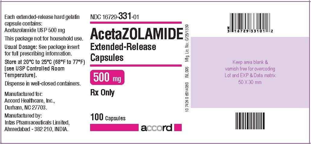 Acetazolamide Extended-Release Capsules 500 mg 100 Capsules Label