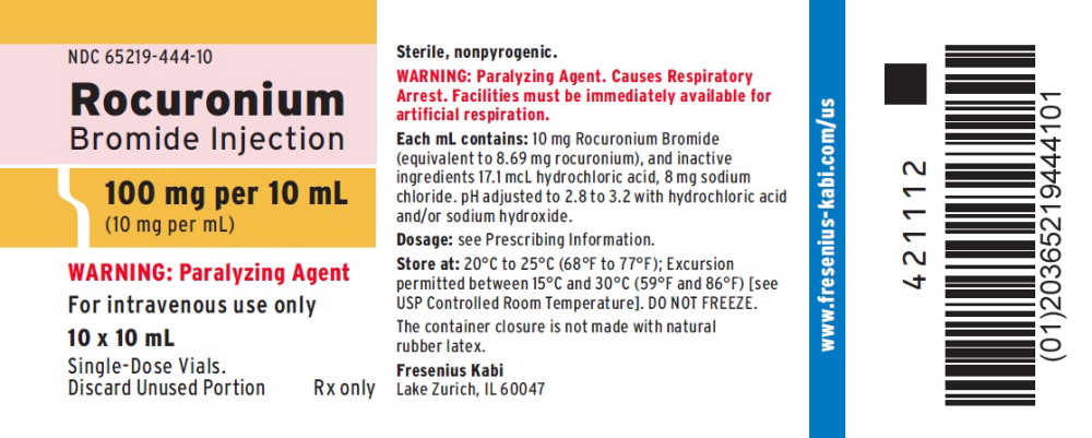 PACKAGE LABEL - PRINCIPAL DISPLAY - Rocuronium 10 mL Single-Dose Vial
