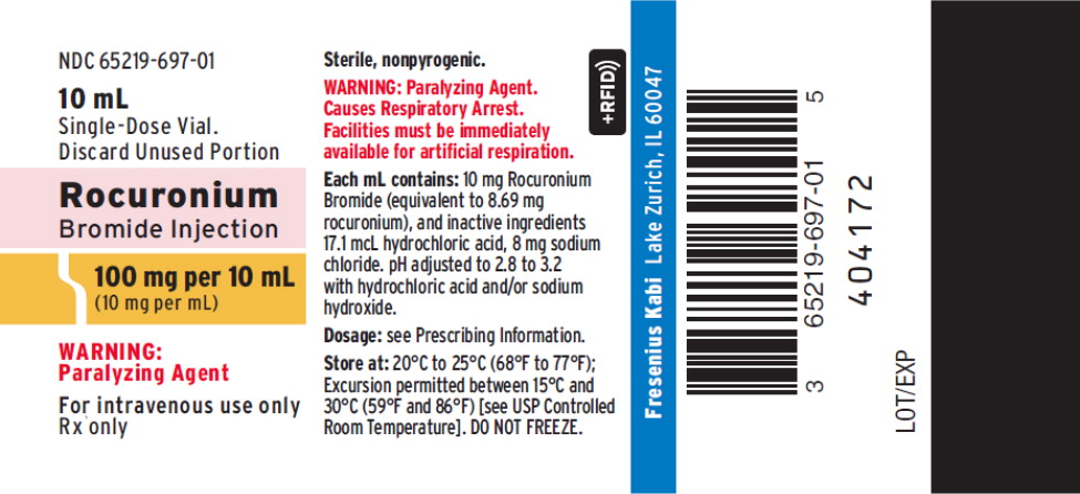 PACKAGE LABEL - PRINCIPAL DISPLAY - Rocuronium 10 mL Single-Dose Vial Label
