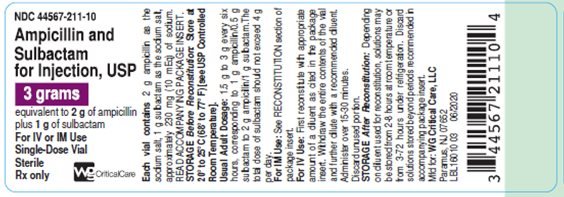 Ampicillin and Sulbactam for Injection, USP 3 g vial label image