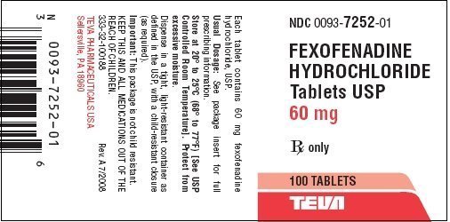 Image of Fexofenadine HCL 60 mg - 100 Tablets Label