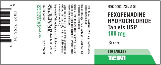 Image of Fexofenadine HCL 180 mg - 100 Tablets Label