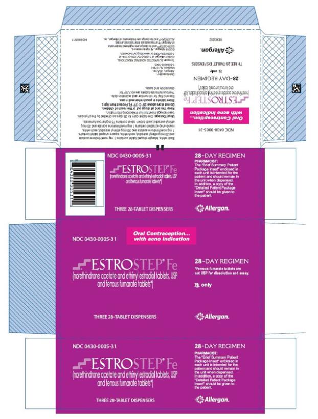 PRINCIPAL DISPLAY PANEL
NDC 0430-0005-31
Estrostep Fe
28 DAY REGIMEN
Three 28 Tablet Dispensers
