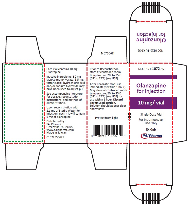 Olanzapine for Injection Carton NDC 0121-1072-55