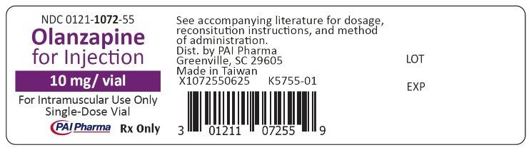 Olanzapine for Injection Vial NDC 0121-1072-55