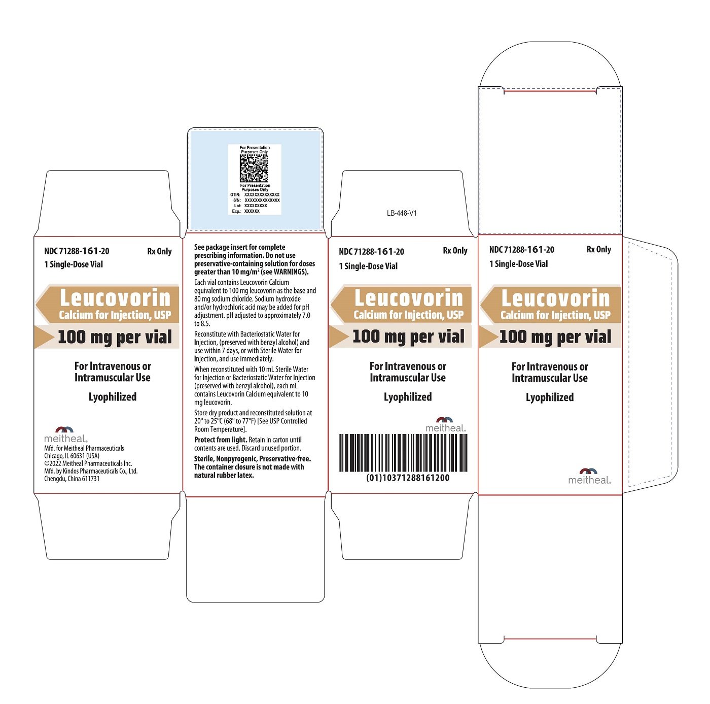 PRINCIPAL DISPLAY PANEL – Leucovorin Calcium for Injection, USP 100 mg Carton