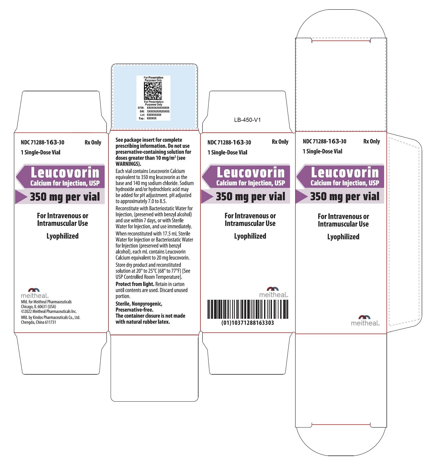 PRINCIPAL DISPLAY PANEL – Leucovorin Calcium for Injection, USP 350 mg Carton