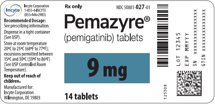 Pemazyre (pemigatinib) 9mg Tablets - 14 Tablet Bottle Label