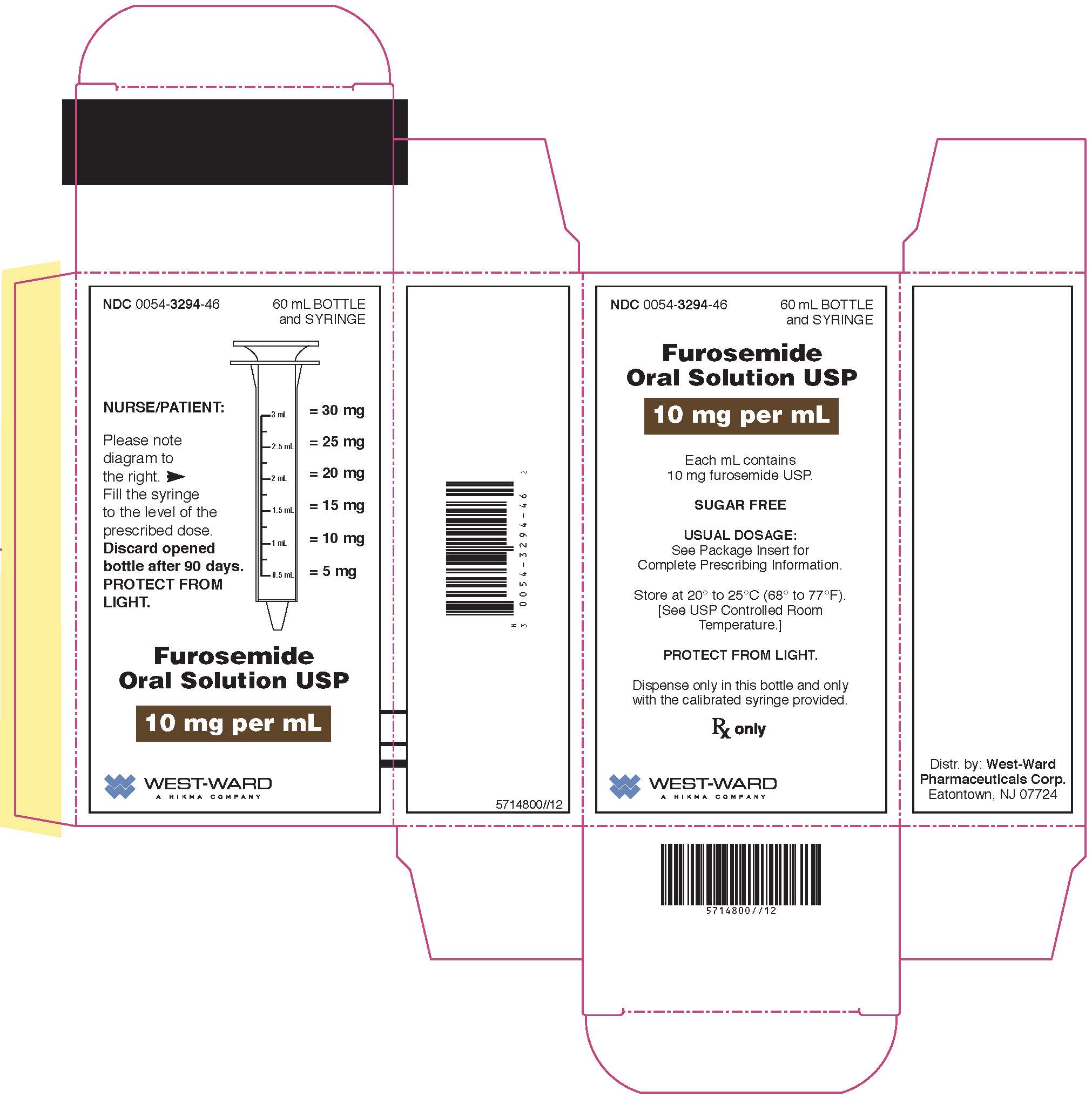 Furosemide Oral Solution USP, 10 mg per mL (60 mL Bottle and Syringe) folding carton image