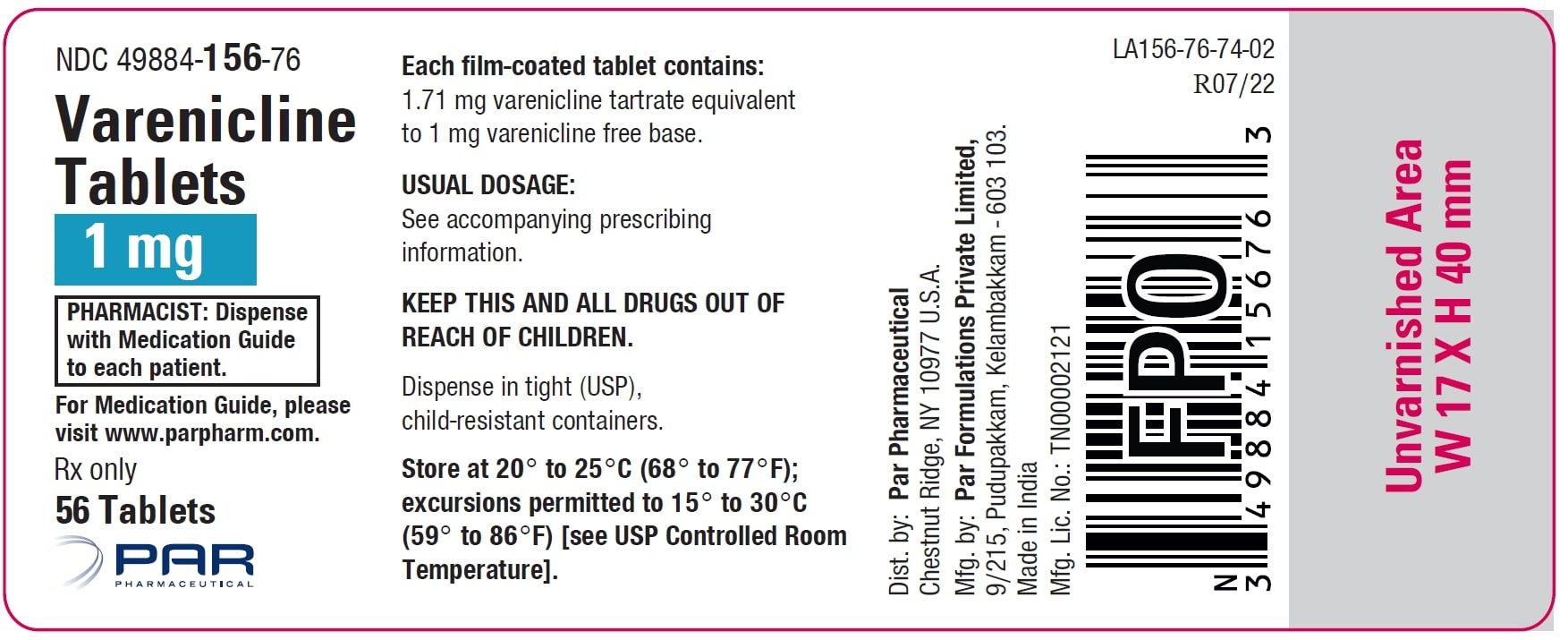Varenicline FDA prescribing information, side effects and uses