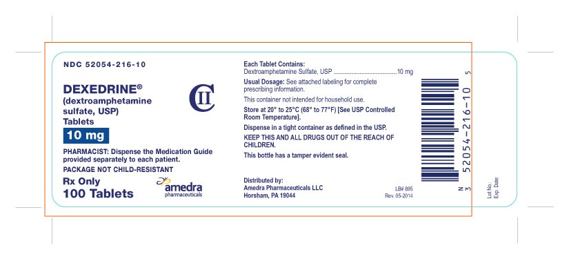 DEXEDRINE 10 mg, 100 Tablets