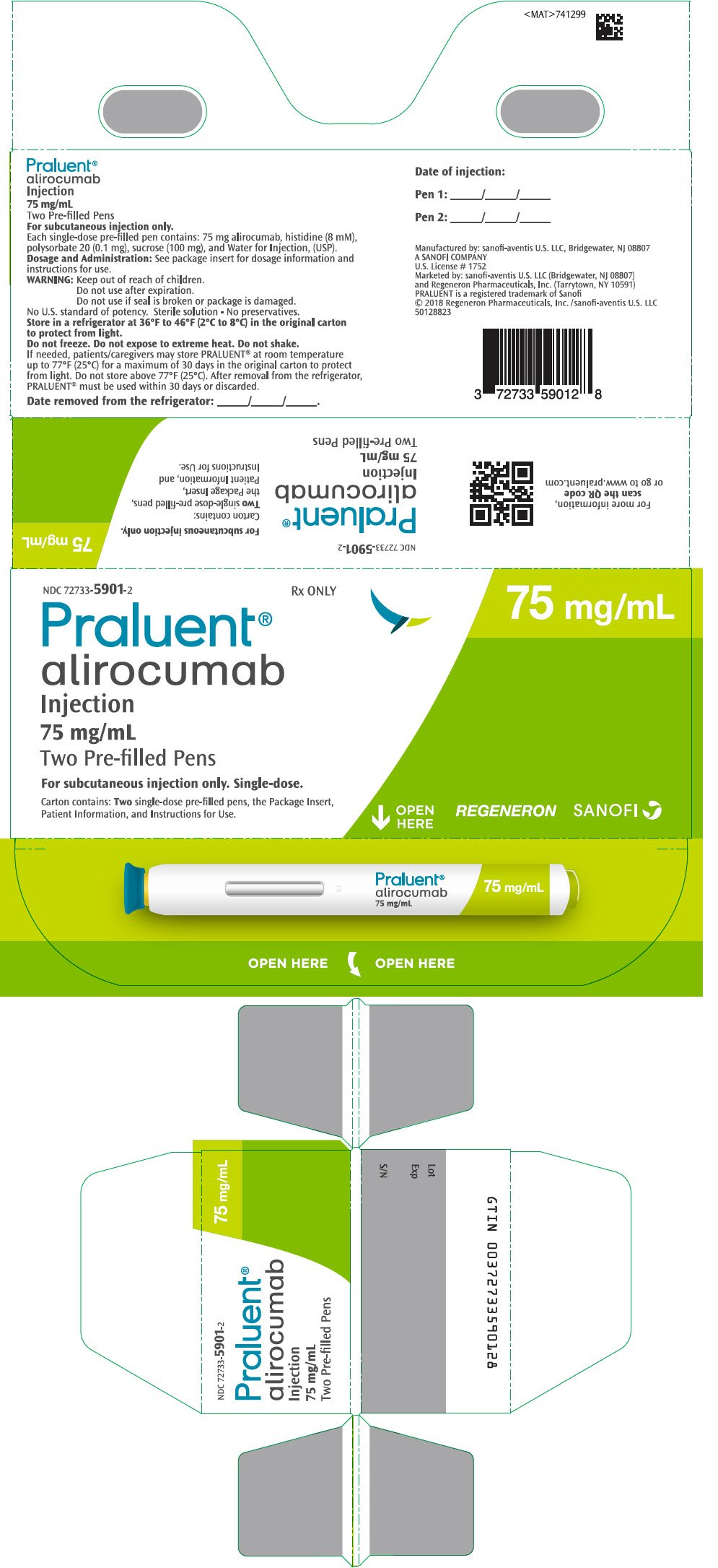 PRINCIPAL DISPLAY PANEL - 75 mg/mL Pen Carton