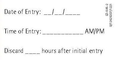 Accompanying Entry label for 1000 and 2000 containers