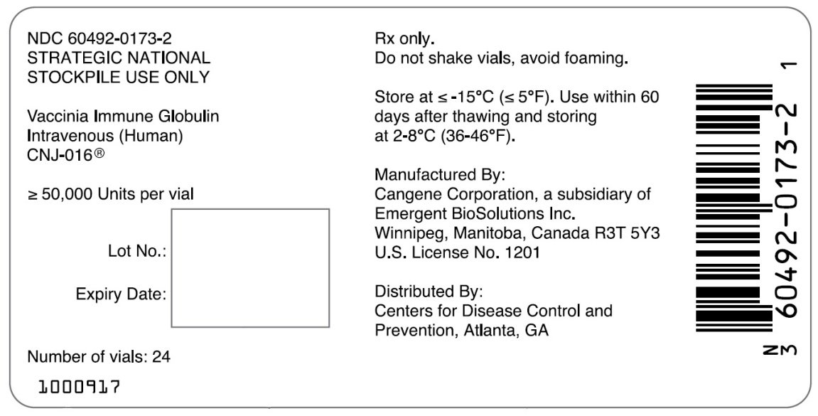 Vaccinia Immune Globulin Intravenous (Human) CNJ-016 Carton Label