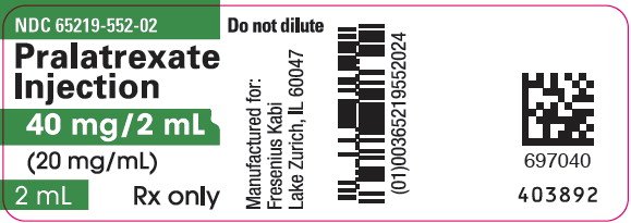 PRINCIPAL DISPLAY PANEL – Pralatrexate Injection 40 mg/2 mL – Vial Label
