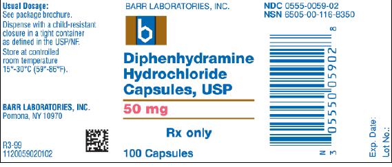 Diphenhydramine Hydrochloride USP 50 mg 100s Label