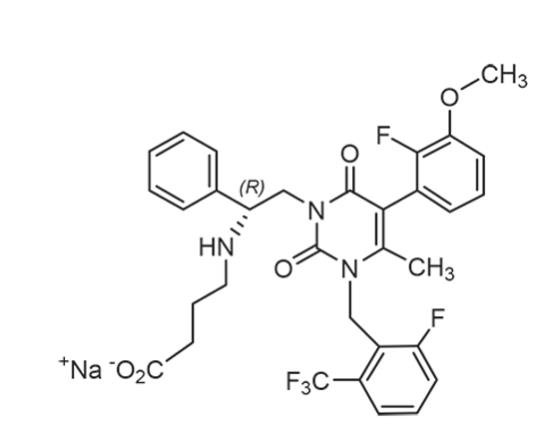 Elagolix sodium has the following structural formula