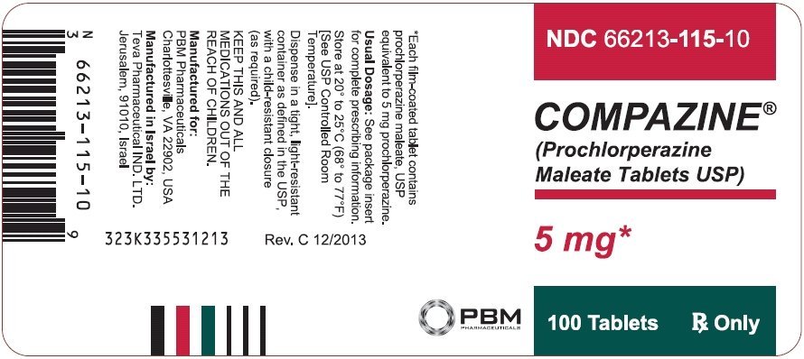 Compazine® Prochlorperazine Maleate Tablets, USP 5 mg 100s Label