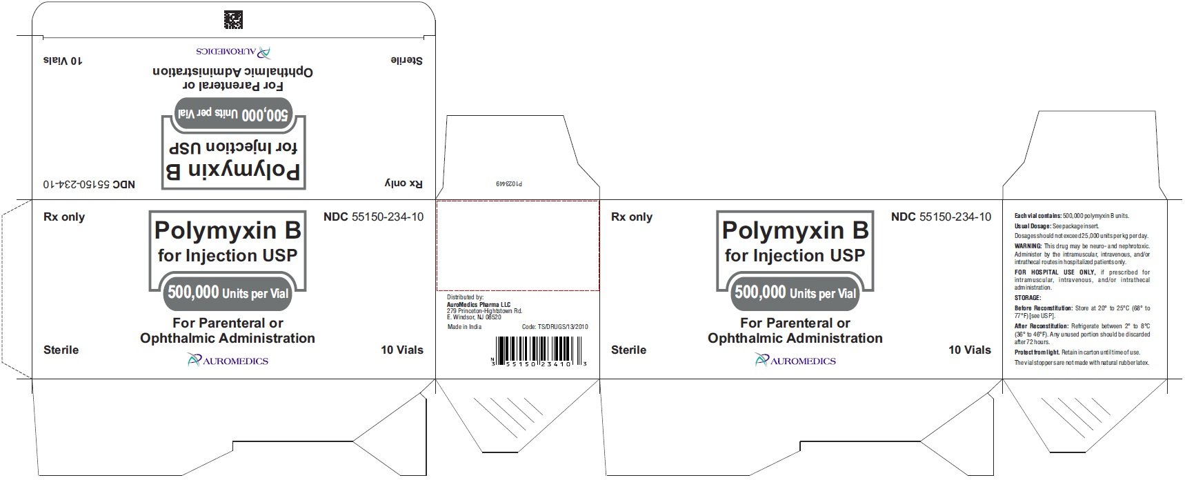 PACKAGE LABEL-PRINCIPAL DISPLAY PANEL - 500,000 Units per Vial - Container-Carton (10 Vials)