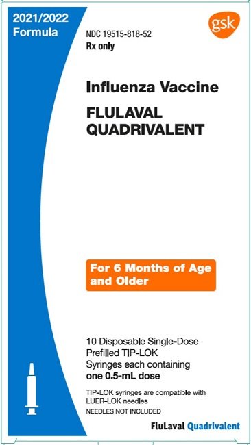 Flulaval Quadrivalent 2023-2024 10 count syringe carton