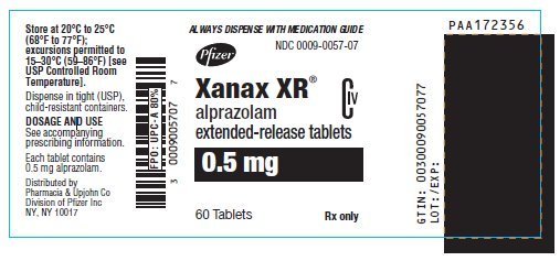 Xanax XR 0.5 mg container label