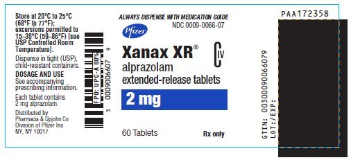 Xanax XR 2 mg container label