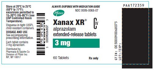 Xanax XR 3 mg container label