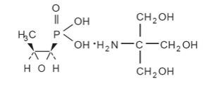  The chemical structure for MONUROL (fosfomycin tromethamine) Granules for Oral Solution contains fosfomycin tromethamine, a synthetic, broad spectrum, bactericidal antibiotic for oral administration. It is available as a single-dose sachet which contains white granules consisting of 5.631 grams of fosfomycin tromethamine (equivalent to 3 grams of fosfomycin), and the following inactive ingredients: mandarin flavor, orange flavor, saccharin, and sucrose. The contents of the sachet must be dissolved in water. Fosfomycin tromethamine, a phosphonic acid derivative, is available as (1R,2S)-(1,2-epoxypropyl)phosphonic acid, compound with 2-amino-2-(hydroxymethyl)-1,3-propanediol (1:1). It is a white granular compound with a molecular weight of 259.2. 