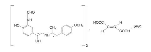 The Structural Formula of Formoterol fumarate contains two chiral centers (denoted by * in structure above), and consists of a single enantiomeric pair (a racemate of R,R and S,S).