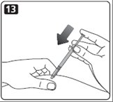 Press the plunger of the syringe to inject the insulin