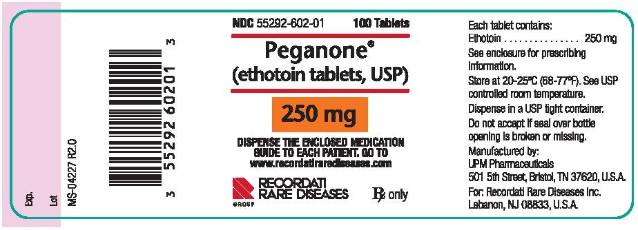 Peganone (ethotoin tablets, USP) 250 mg label