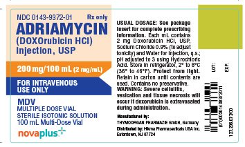 Adriamycin Injection 200 mg/100 mL Label