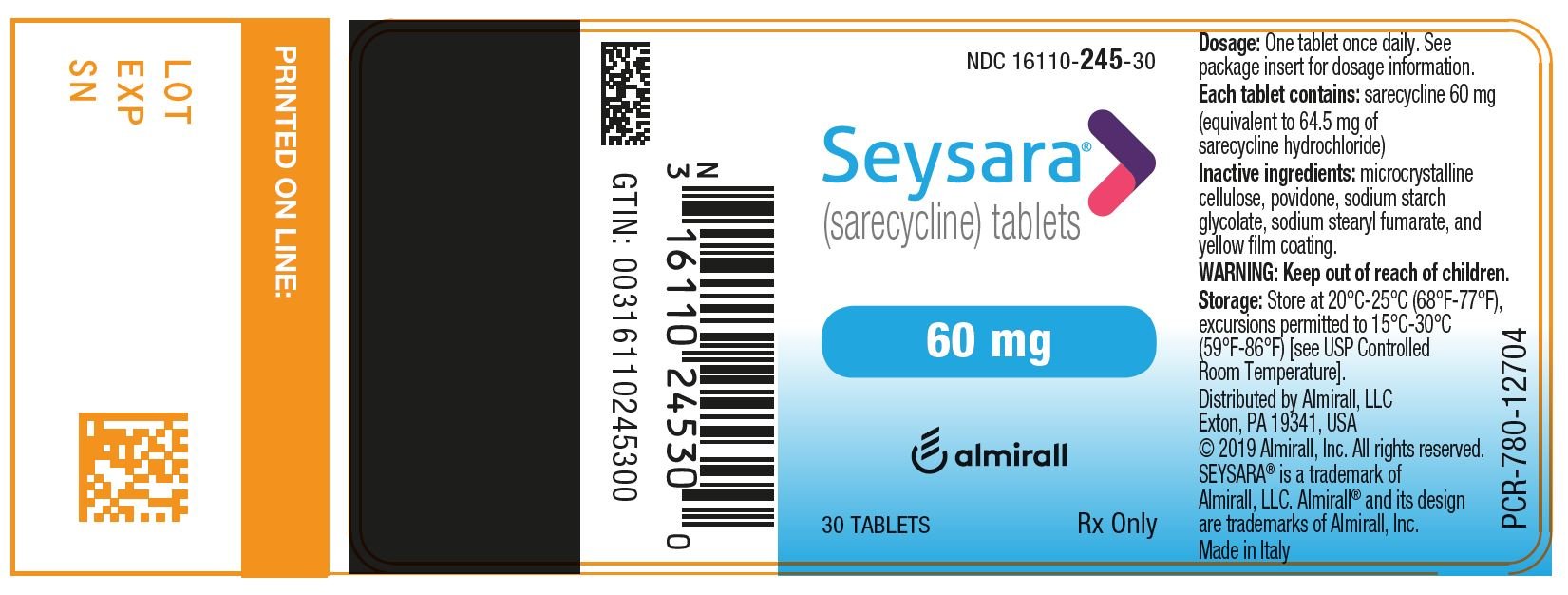 60 mg 30-count Bottle Label