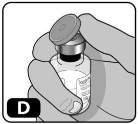 Wipe the rubber stopper with an alcohol swab (Figure E) and allow it to air dry for a few seconds to ensure that it is as germ free as possible.