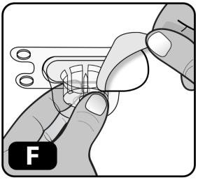 Peel off the paper protective cover from the vial adapter package (Figure F).