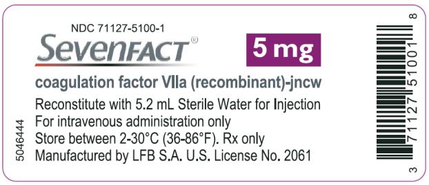 NDC 71127-2100-1 SEVENFACT® 2 mg coagulation factor VIIa (recombinant)-jncw