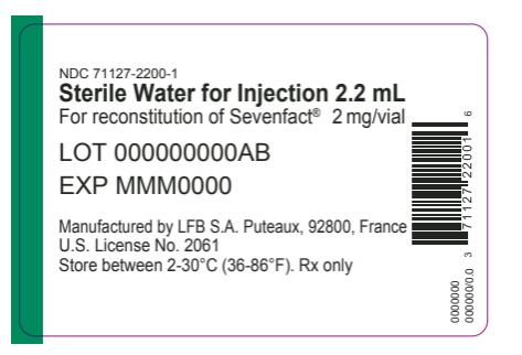 NDC 71127-2200-1 Sterile Water for Injection 2.2 mL