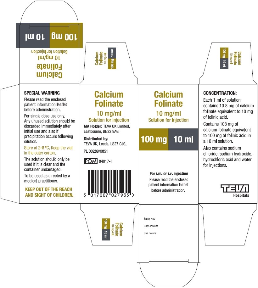 Calcium Folinate Solution for Injection 100 mg per 10 mL Carton