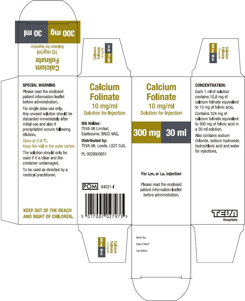Calcium Folinate Solution for Injection 300 mg per 30 mL Carton