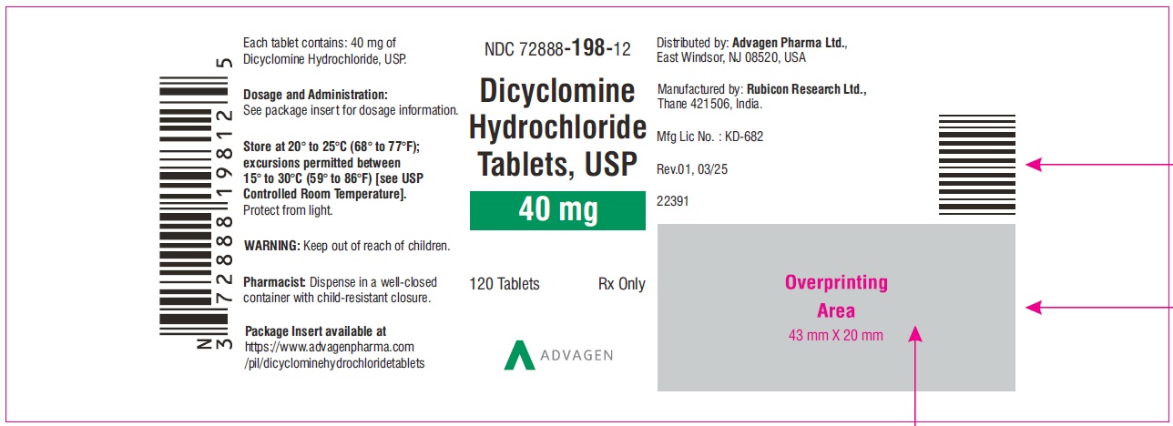 Dicyclomine Hydrochloride Tablets ,USP 20 mg - NDC 72888-119-01 - 100 Tablets Label