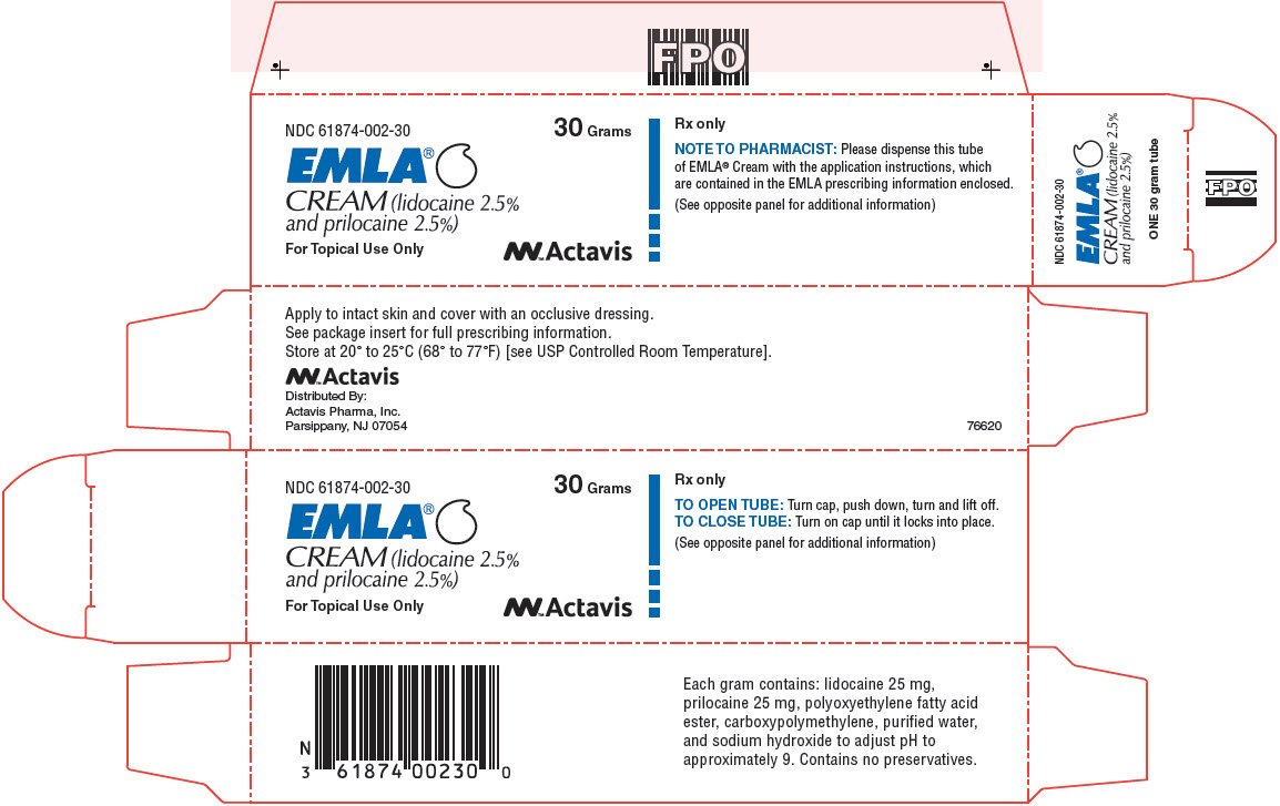 NDC 61874-002-30 30 Grams EMLA® CREAM (lidocaine 2.5% and prilocaine 2.5%) For Topical Use Only