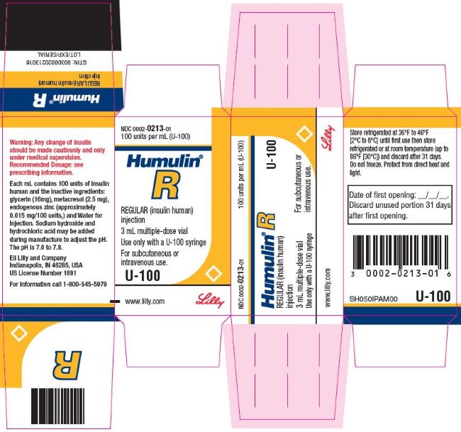 PACKAGE CARTON – HUMULIN R U-100 Vial 3 mL 1ct
