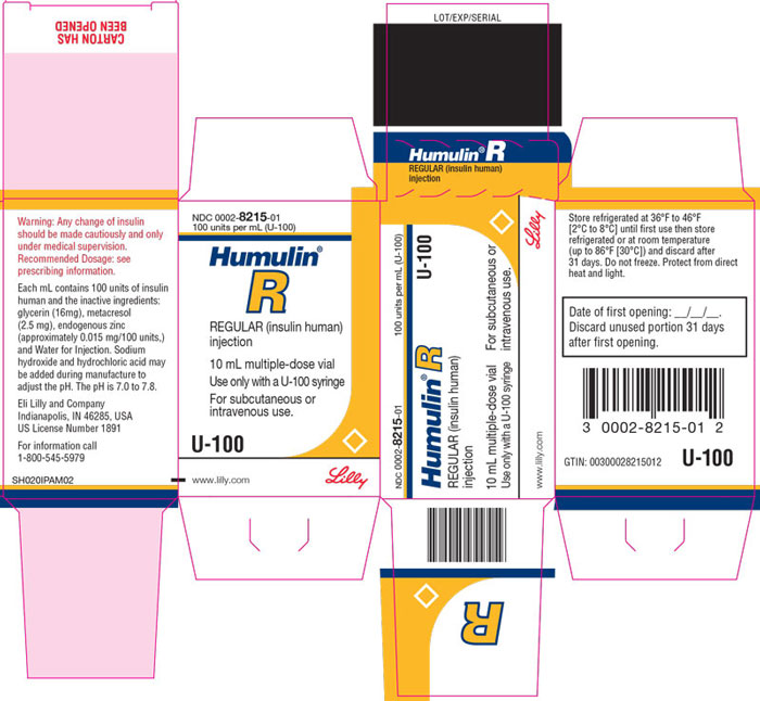 PACKAGE CARTON – HUMULIN R U-100 Vial 10 mL 1ct
