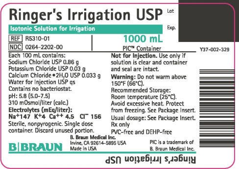 Ringer's Irrigation USP - 1000mL Container Label
