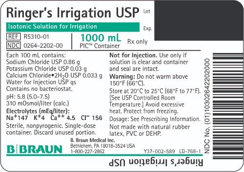 Ringer's Irrigation USP - 1000mL Container Label